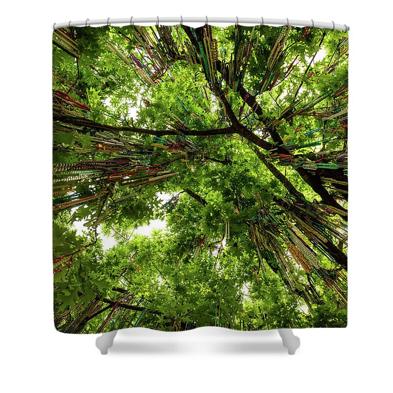 Louisiana Shower Curtain featuring the photograph Tulane Mardi Gras Beads by Raul Rodriguez