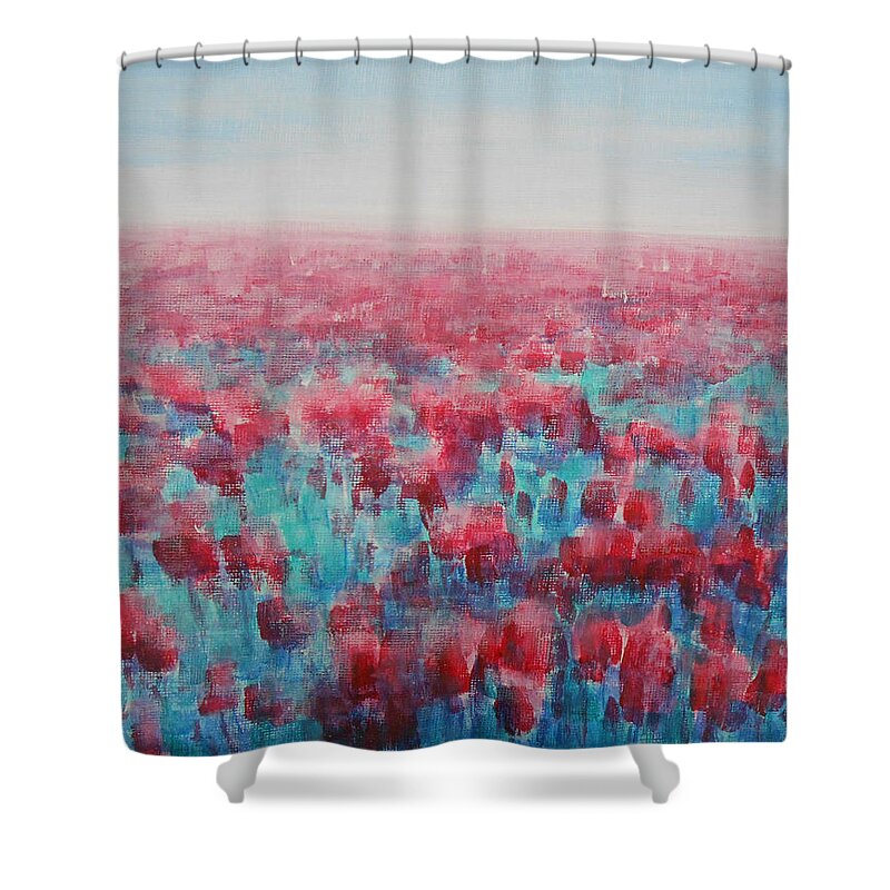 Abstract Shower Curtain featuring the painting Tulips Dance by Jane See