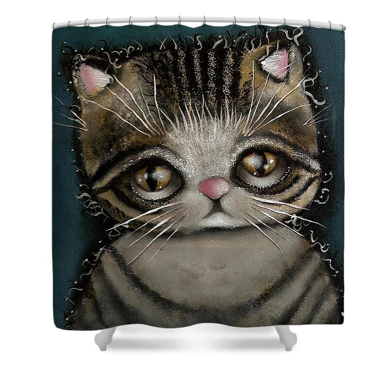 Kittie Cat Shower Curtain featuring the painting Tully by Abril Andrade