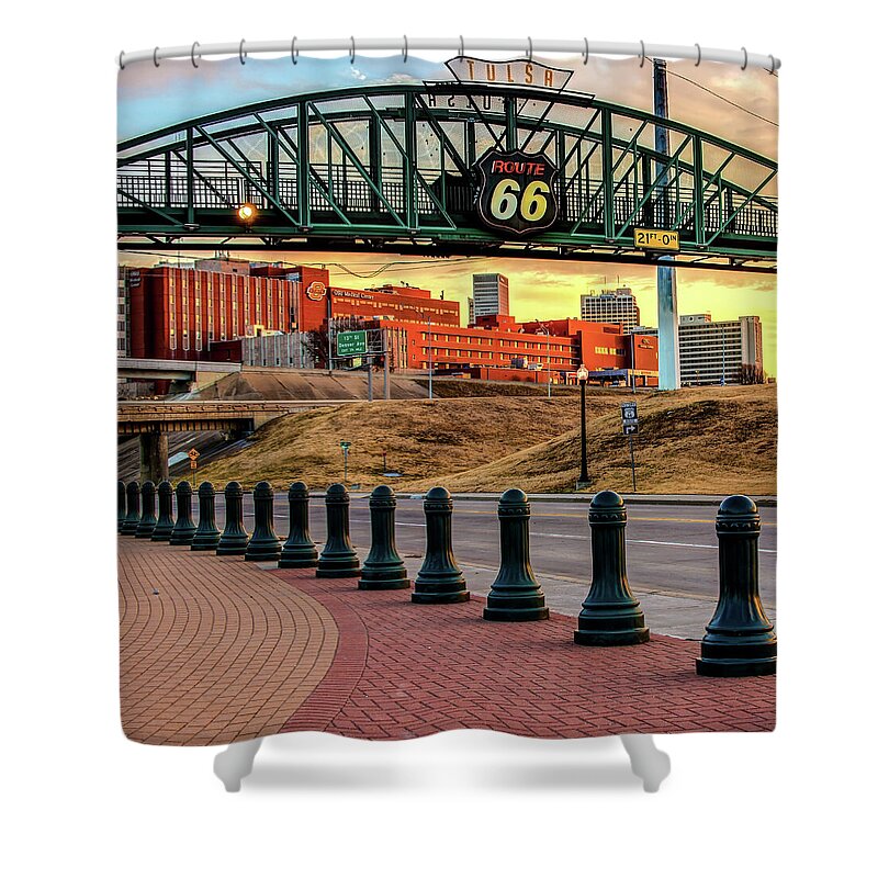 Route 66 Shower Curtain featuring the photograph Tulsa Route 66 - Cyrus Avery Plaza - Square Art by Gregory Ballos