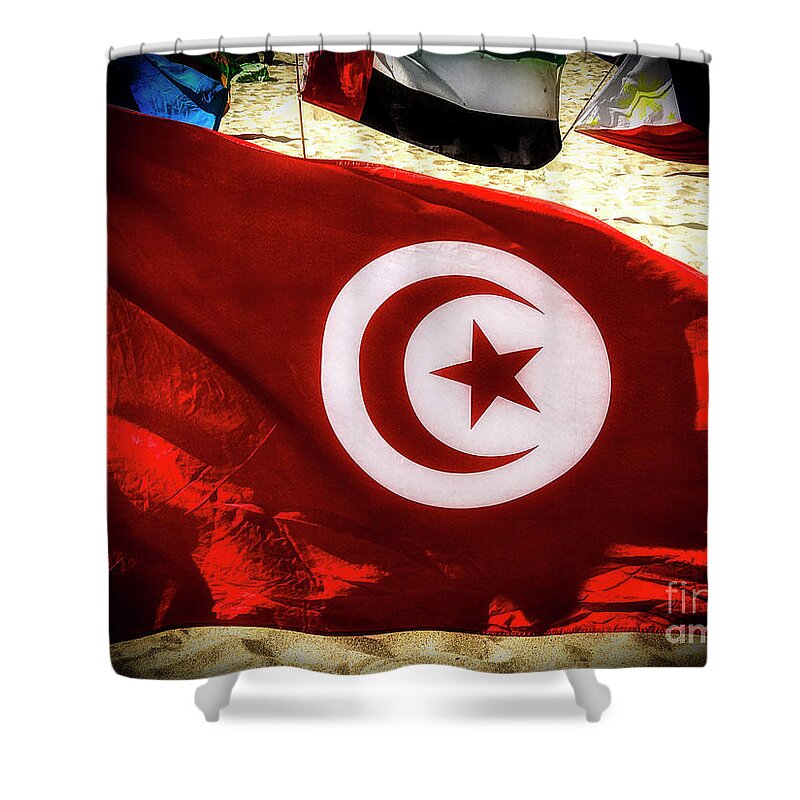 American Flag Shower Curtain featuring the photograph Tunisia Flag by Julian Starks