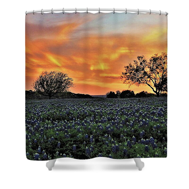 Sunset Shower Curtain featuring the photograph Turkey Bend sunset by Jerry Connally