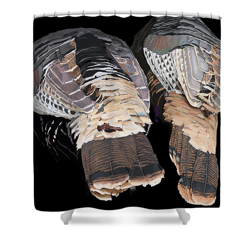 Birds Shower Curtain featuring the painting Turkey Tails Closeup by Pam Little