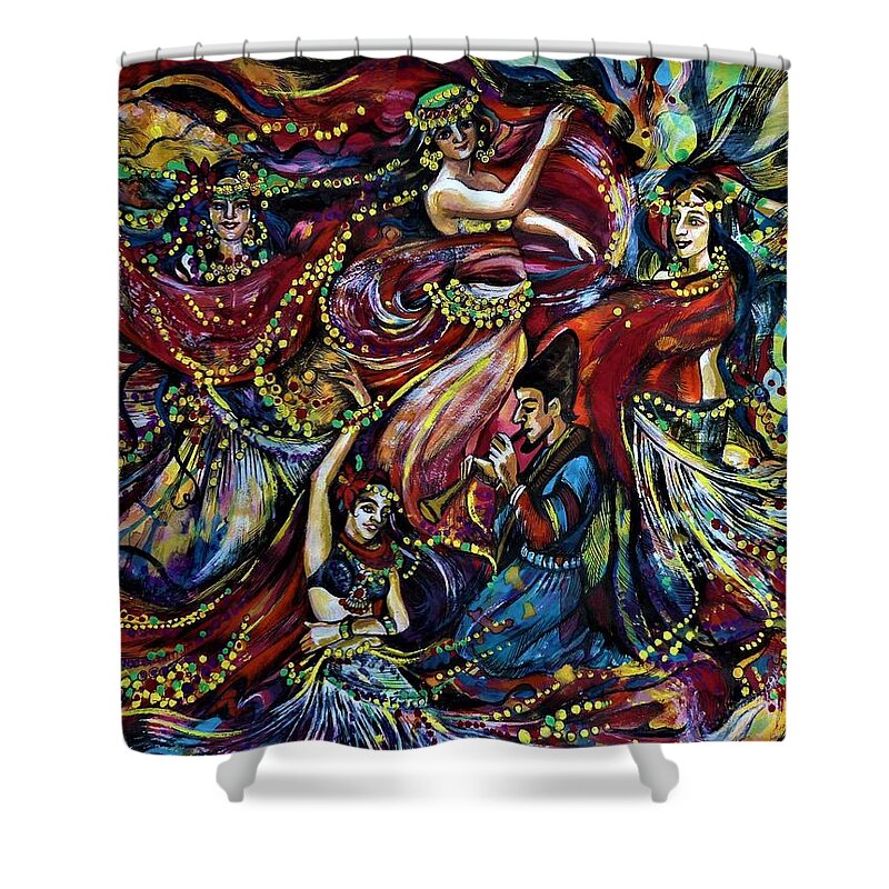 Travel Shower Curtain featuring the drawing Turkish Music by Anna Duyunova