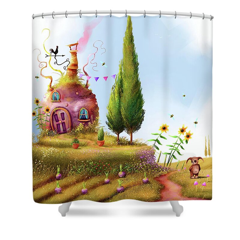 Fairy Shower Curtain featuring the painting Turnips and Trolls by Joe Gilronan