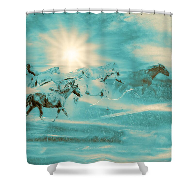 Turquoise Shower Curtain featuring the photograph Turquoise Run in Spirit by Amanda Smith