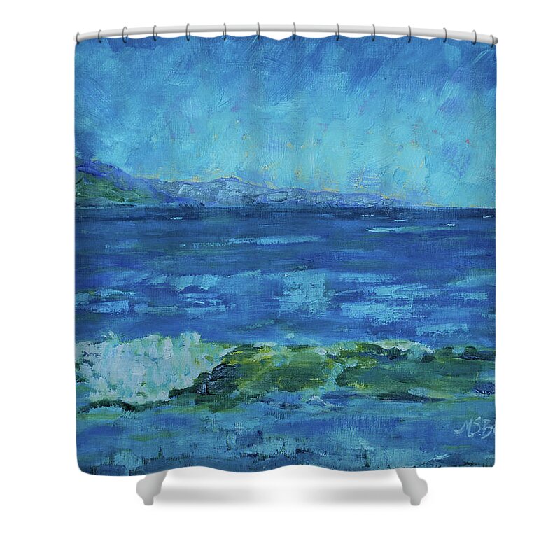 Ocean Shower Curtain featuring the painting Turquoise Sea by Mary Benke