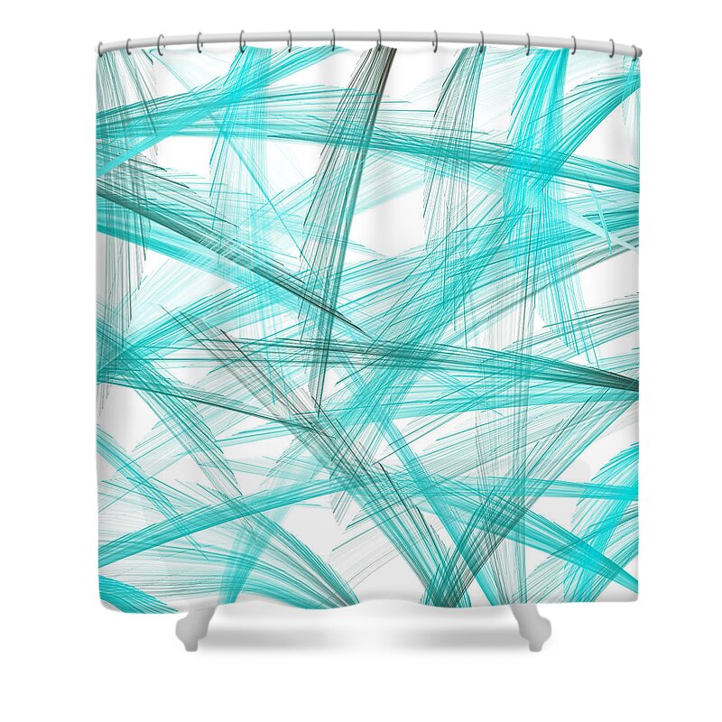 Blue Shower Curtain featuring the painting Turquoise Spikes by Lourry Legarde