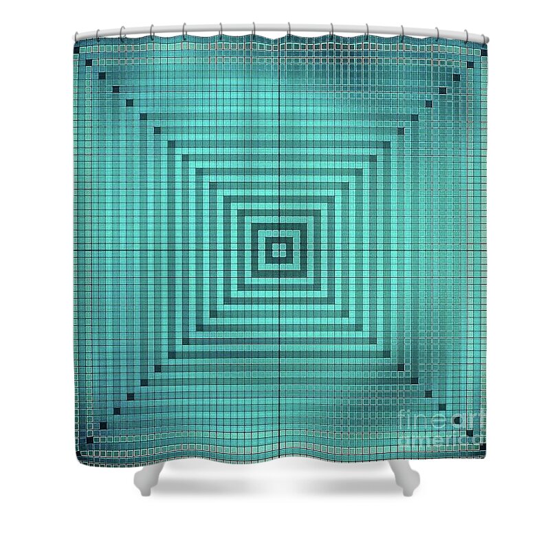  Shower Curtain featuring the digital art Turquoise Square by Lisa Marie Towne