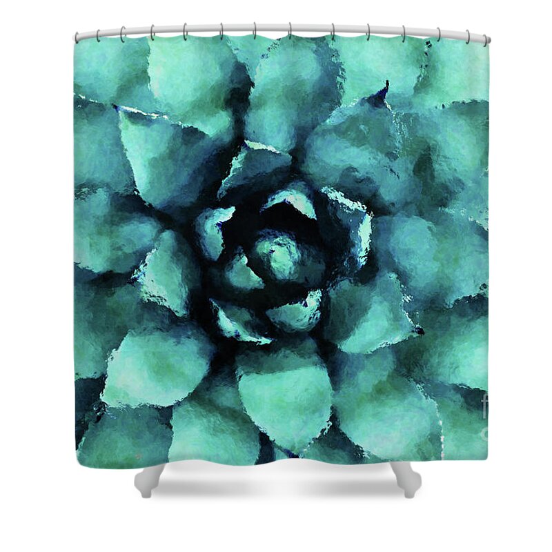 Succulent Shower Curtain featuring the digital art Turquoise Succulent Plant by Phil Perkins