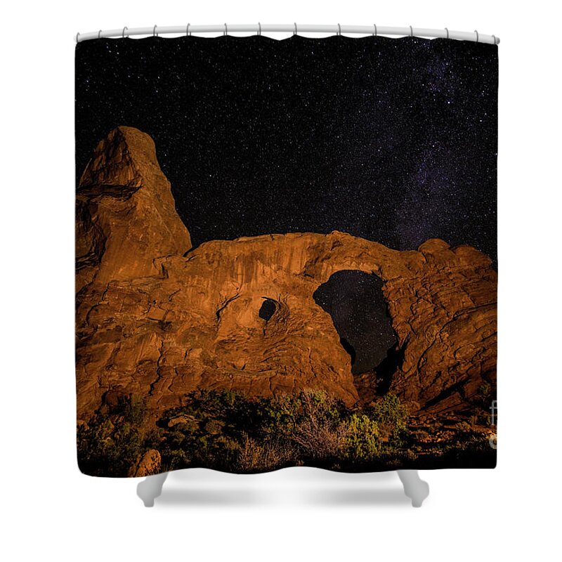 Utah Shower Curtain featuring the photograph Turret Arch and the Milky Way - Utah by Gary Whitton