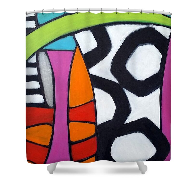 Geometric Shower Curtain featuring the painting Turvy by Rosie Sherman