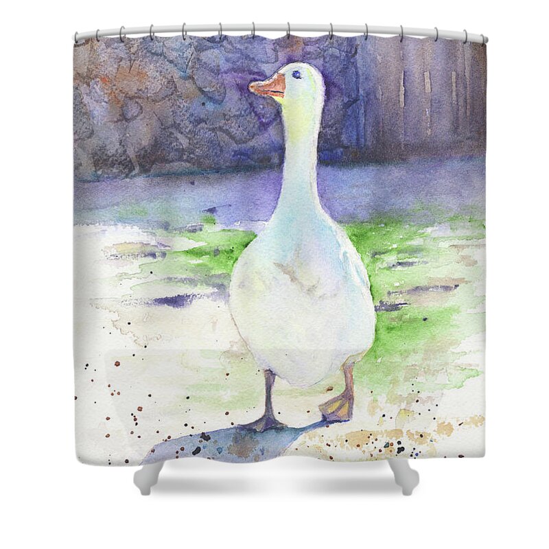 Tuscany Shower Curtain featuring the painting Tuscan Barnyard by Marsha Karle