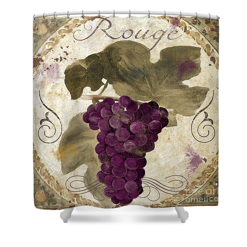 Red Wine Shower Curtain featuring the painting Tuscan Table Rouge by Mindy Sommers