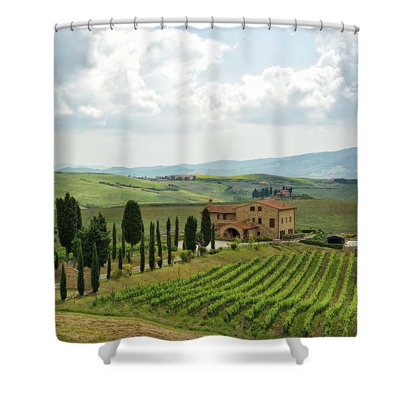 Sky Shower Curtain featuring the photograph Tuscan Winery by Joachim G Pinkawa
