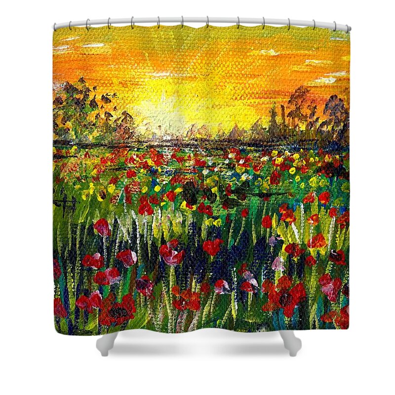 Tuscany Shower Curtain featuring the painting Tuscany Ryans View by Lou Ann Bagnall