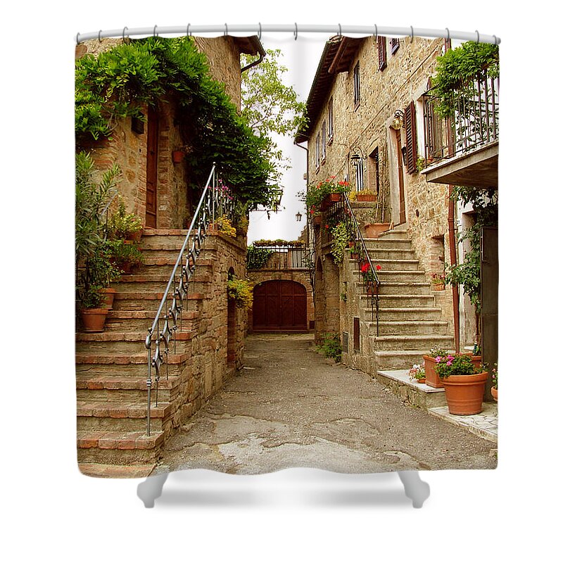 Horizontal Shower Curtain featuring the photograph Tuscany Stairways by Donna Corless