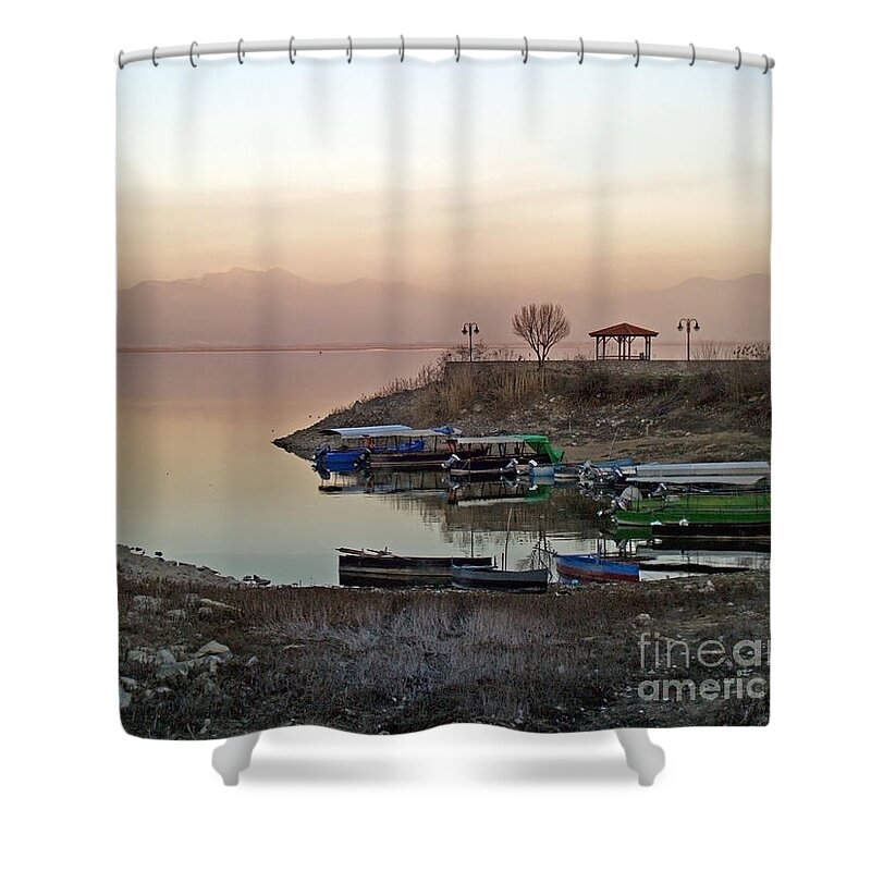 Twilight At The Lake Shower Curtain featuring the photograph Twilight At The Lake by Art by Magdalene