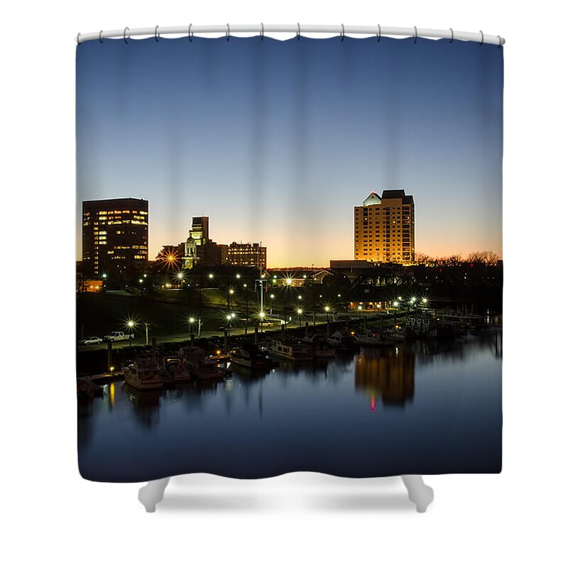 Cityscape Shower Curtain featuring the photograph Twilight Augusta by John Kirkland
