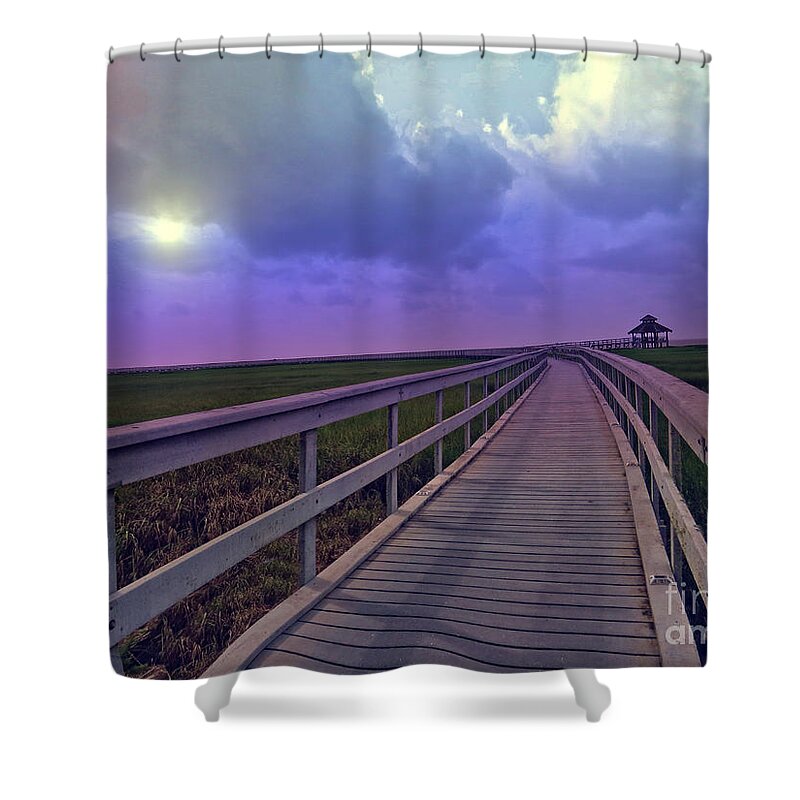 Sunset Shower Curtain featuring the photograph Twilight Nature Walk by Ella Kaye Dickey