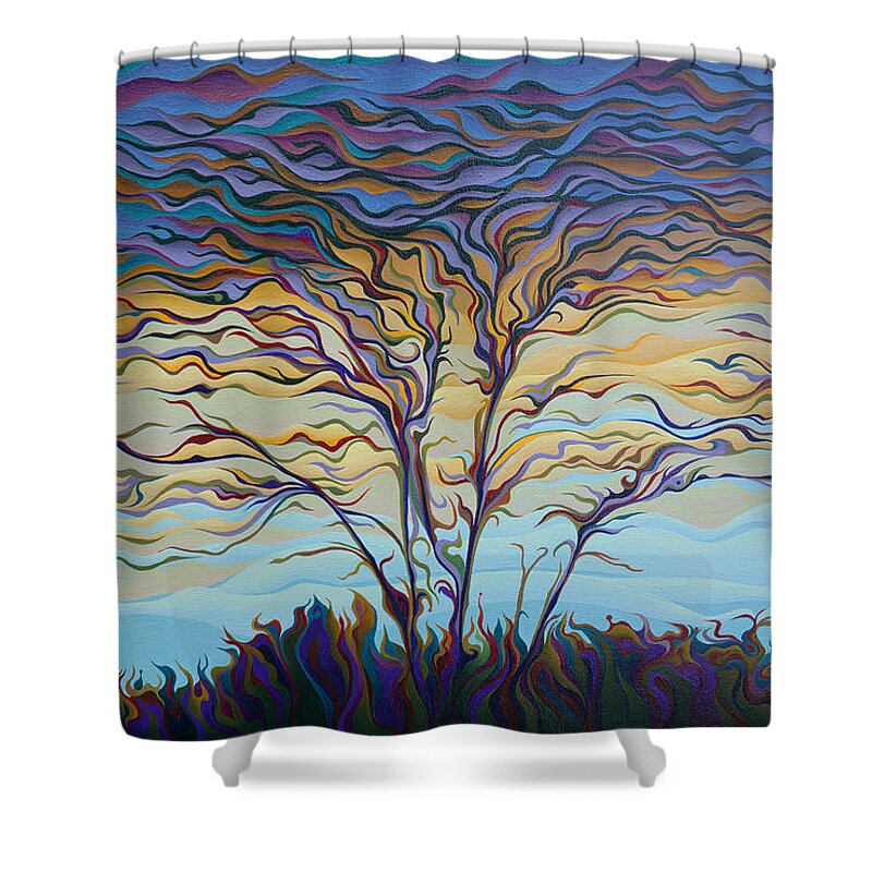 Tree Shower Curtain featuring the painting Twilight Ta-pes-Tree by Amy Ferrari