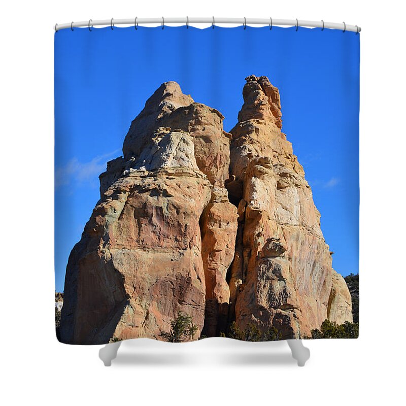 Southwest Landscape Shower Curtain featuring the photograph Twin peaks by Robert WK Clark