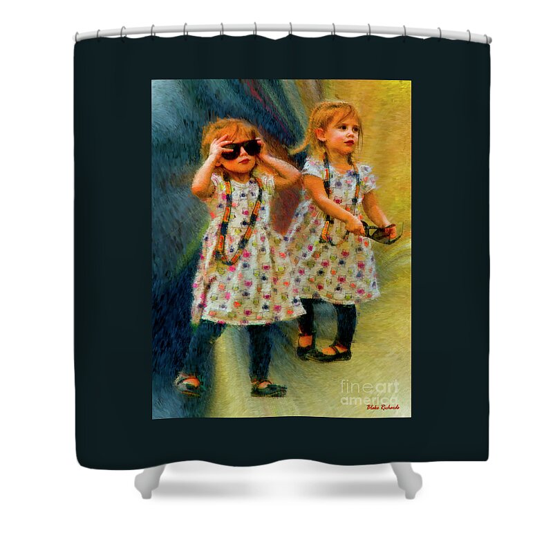  Shower Curtain featuring the photograph Twin Sunglasses Models by Blake Richards