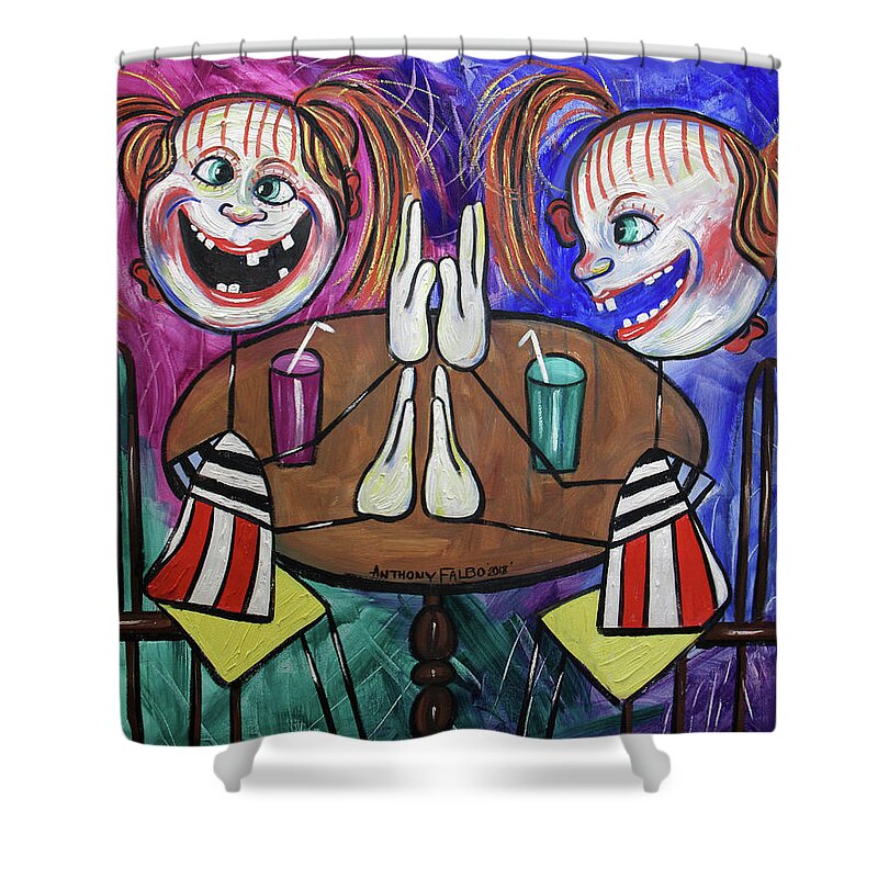 Twins Shower Curtain featuring the painting Twins by Anthony Falbo