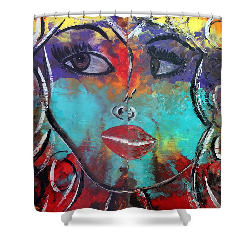 Twins Shower Curtain featuring the painting Twins by Artista Elisabet
