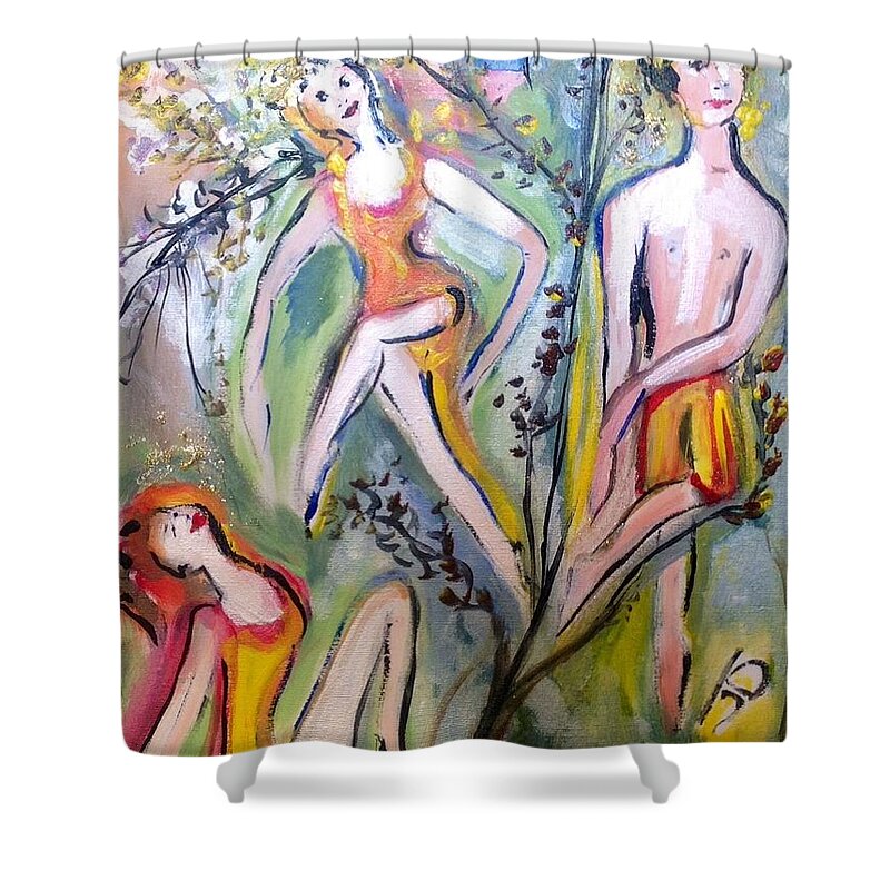 Twists Shower Curtain featuring the painting Twists And Turns by Judith Desrosiers