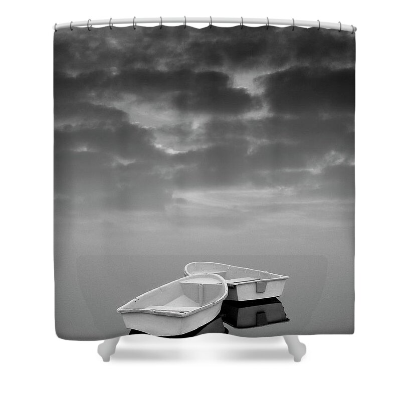 Boats Shower Curtain featuring the photograph Two Boats and Clouds by David Gordon