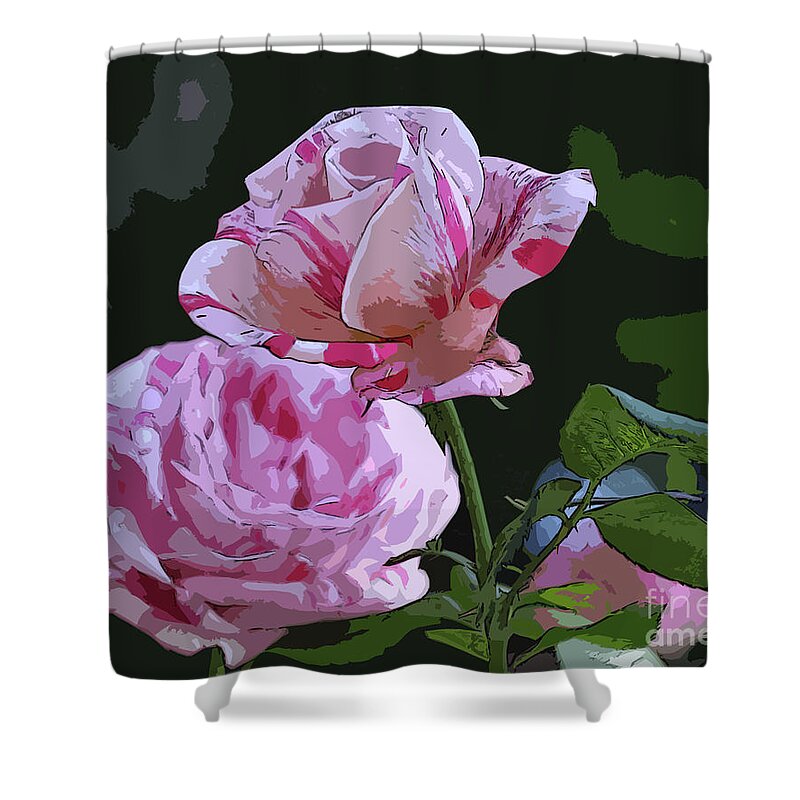 Botanical Shower Curtain featuring the digital art Two Candy Canes by Kirt Tisdale
