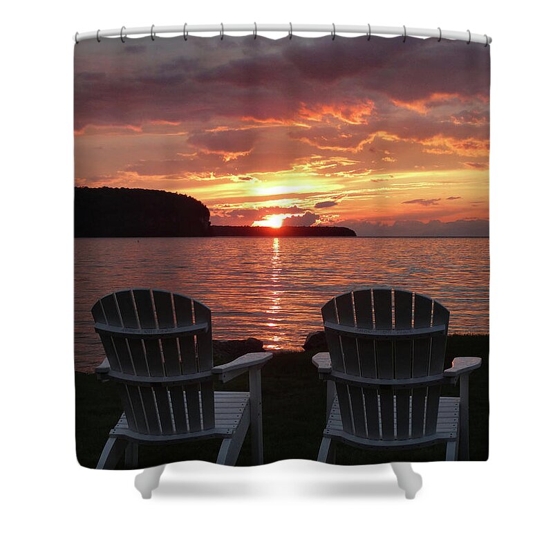 Two Shower Curtain featuring the photograph Two Chair Sunset by David T Wilkinson