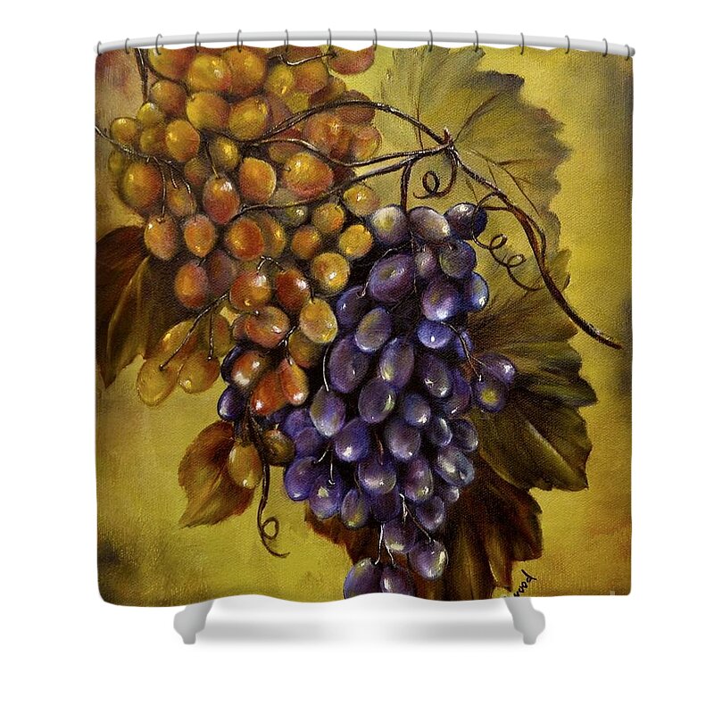 Grapes Shower Curtain featuring the painting Two choices by Carol Sweetwood