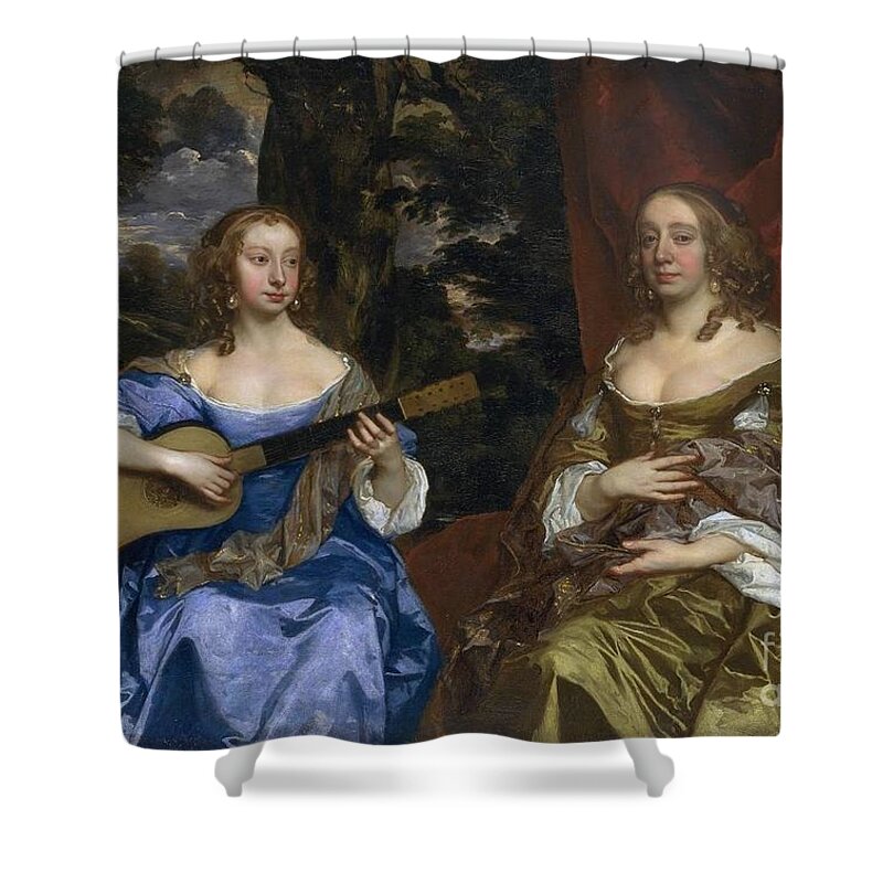 Sir Peter Lely (1618&-8209;1680) Two Ladies Of The Lake Family Shower Curtain featuring the painting Two Ladies of the Lake Family by MotionAge Designs