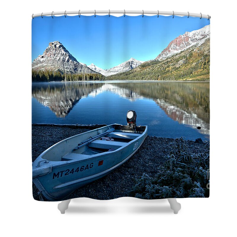  Shower Curtain featuring the photograph Two Medicine Boat 2 by Adam Jewell