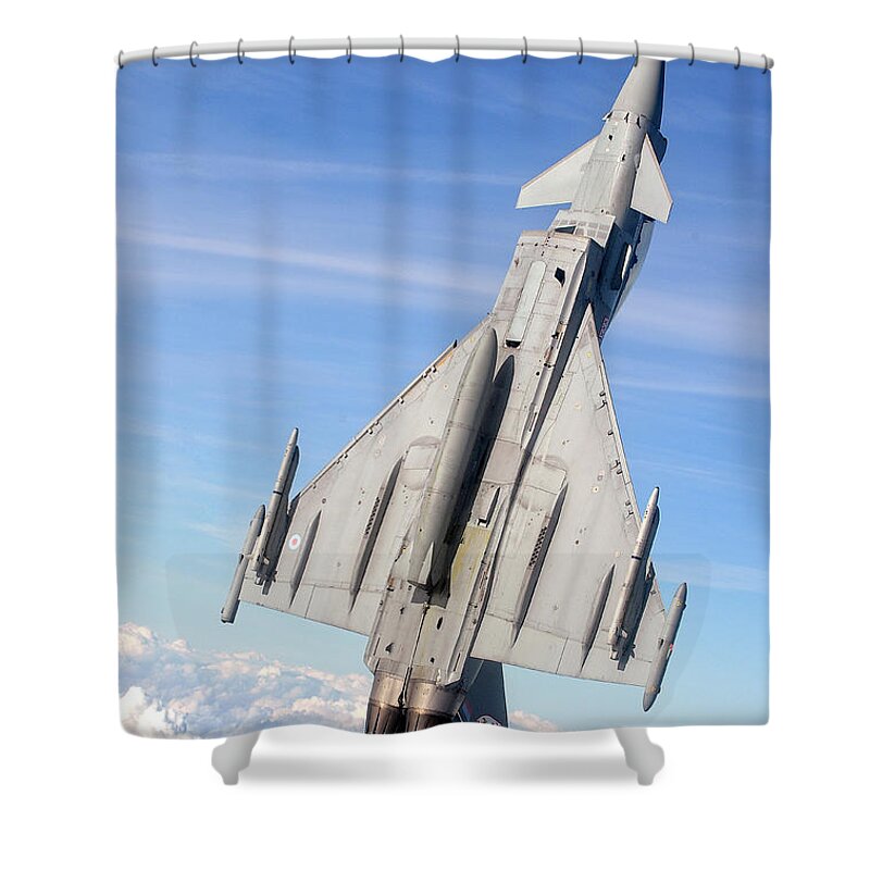 Air To Air Shower Curtain featuring the photograph Typhoon Jet Climbing by Roy Pedersen