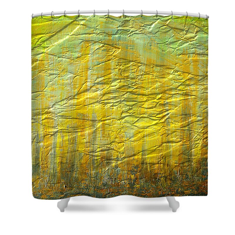 Acryl Painting Artwork Shower Curtain featuring the painting W8 - good morning city by KUNST MIT HERZ Art with heart