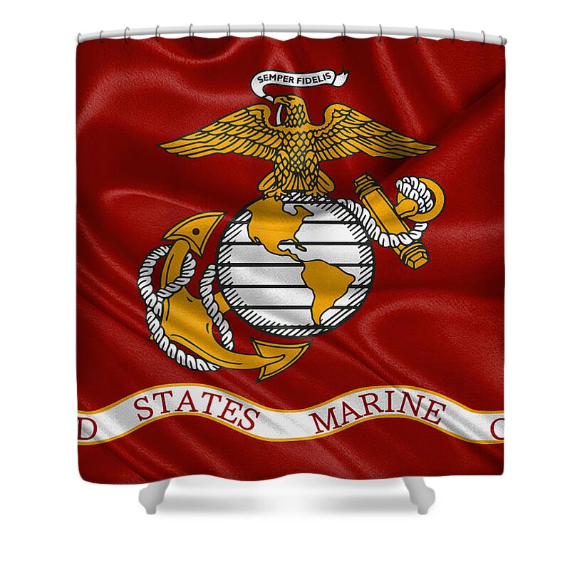 'usmc' Collection By Serge Averbukh Shower Curtain featuring the digital art U. S. Marines - U S M C Corps Flag by Serge Averbukh