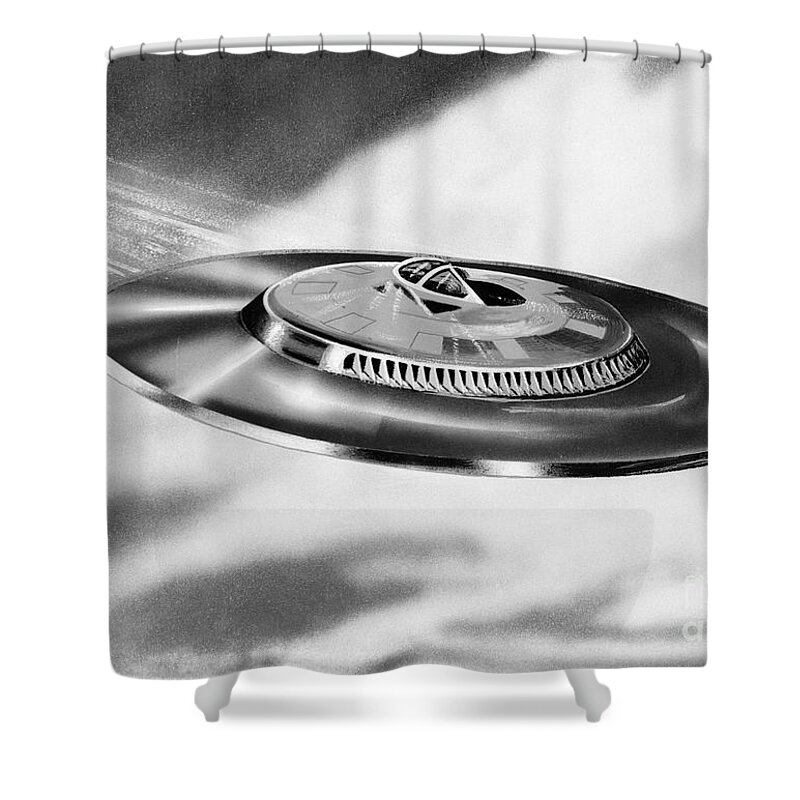 1950s Shower Curtain featuring the photograph Ufo, Conceptual by H Armstrong Roberts and ClassicStock