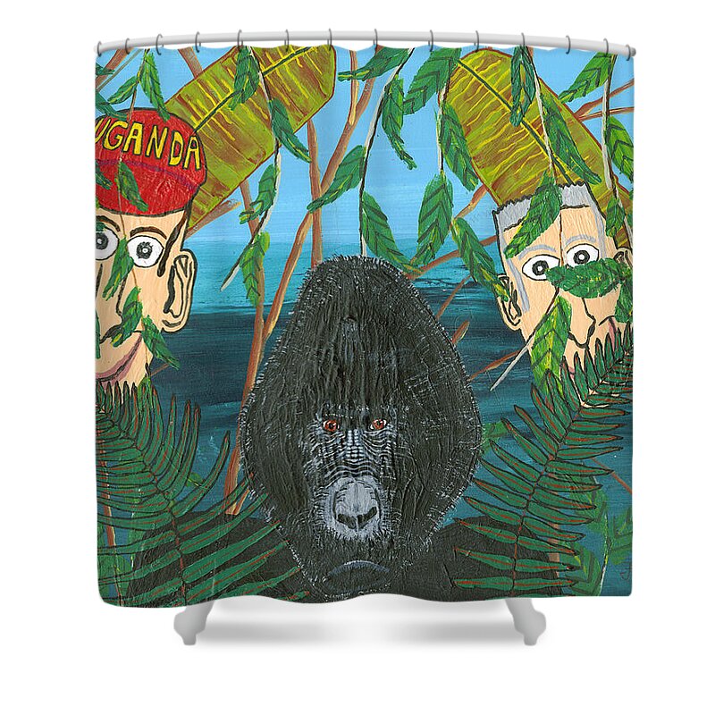 Gorilla Shower Curtain featuring the painting Uganda  jun by Paul Fields