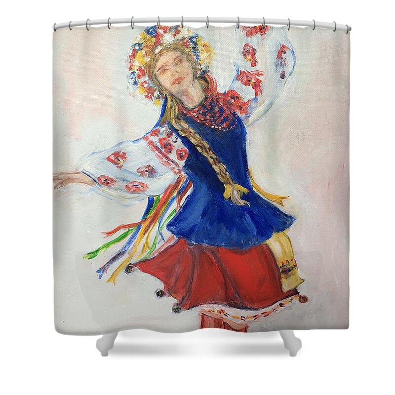 Female Shower Curtain featuring the painting Ukrainian dancer by Denice Palanuk Wilson