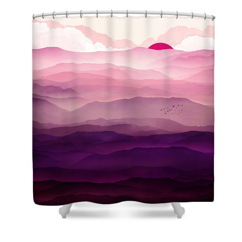Violet Shower Curtain featuring the digital art Ultraviolet Day by Spacefrog Designs