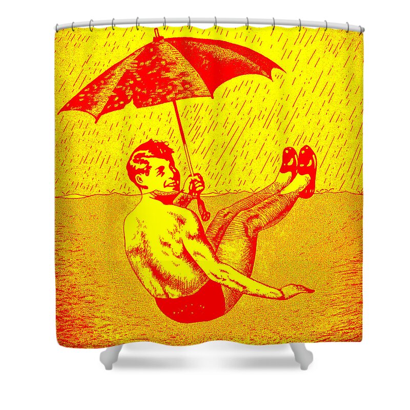 Digital Print Shower Curtain featuring the painting Umbrella Red Yellow by Steve Fields