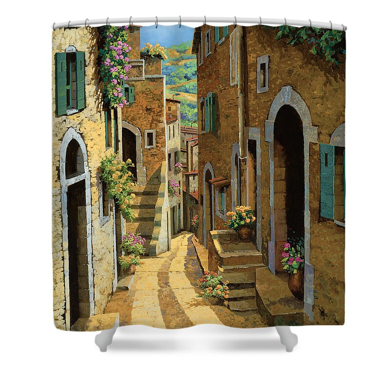 Village Shower Curtain featuring the painting Un Passaggio Tra Le Case by Guido Borelli