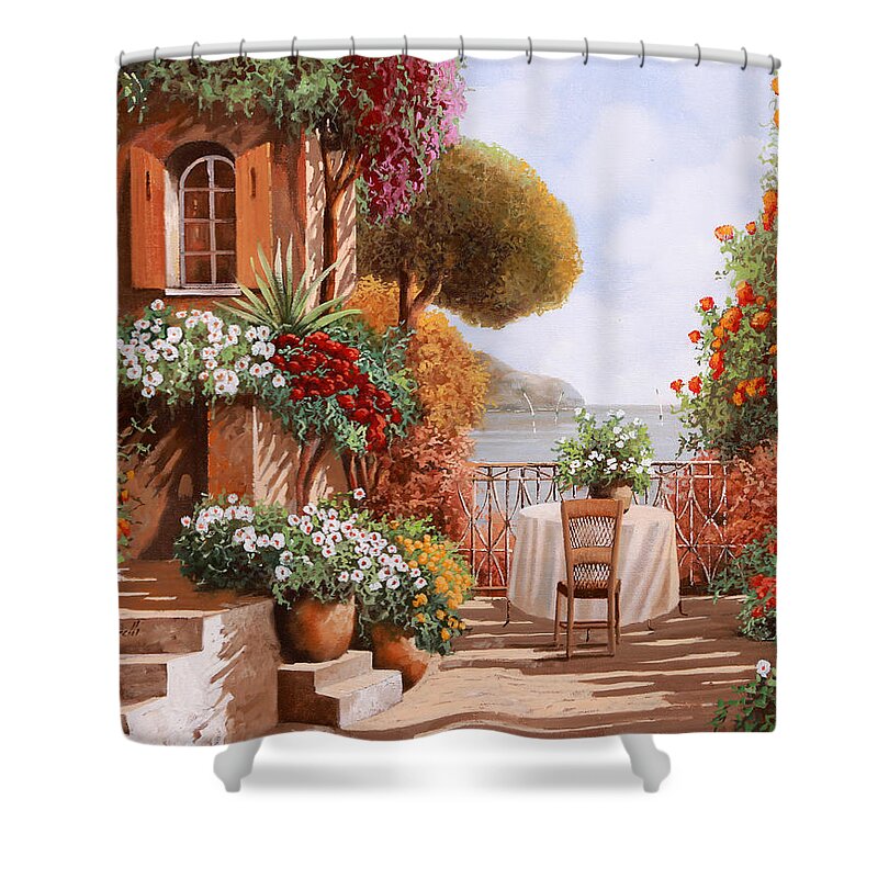 Terrace Shower Curtain featuring the painting Una Sedia In Attesa by Guido Borelli