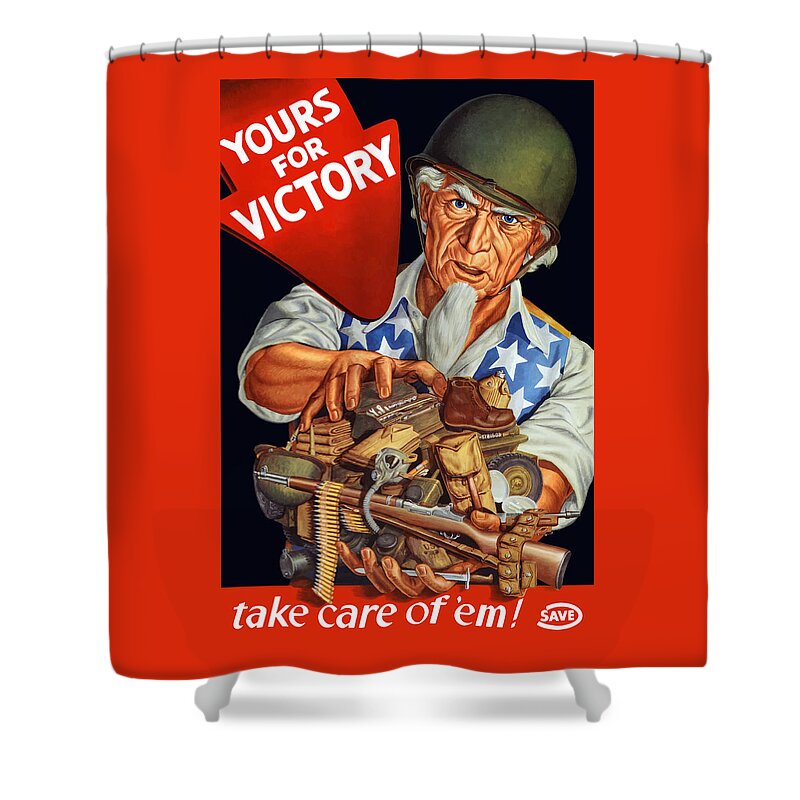 Uncle Sam Shower Curtain featuring the painting Uncle Sam - Yours For Victory by War Is Hell Store