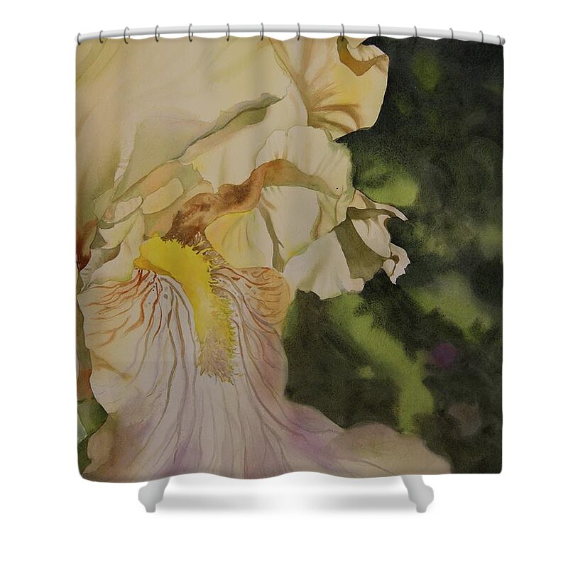 Iris Shower Curtain featuring the painting Unconventional Iris by Marlene Gremillion