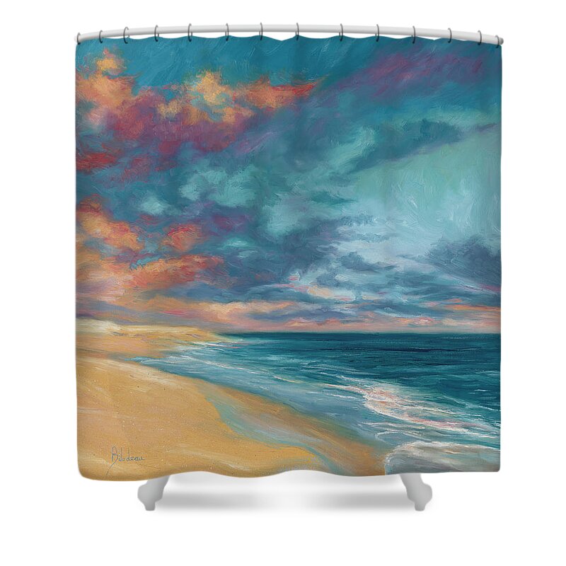 Ocean Shower Curtain featuring the painting Under a Painted Sky by Lucie Bilodeau