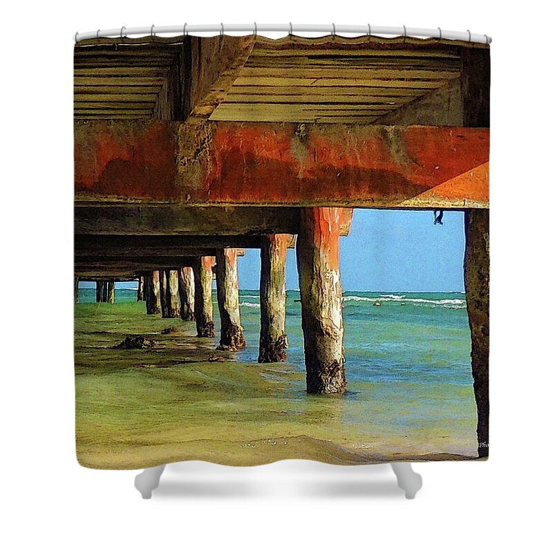 Docks Shower Curtain featuring the photograph Under Dock by Coke Mattingly